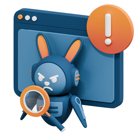robot bunny with exclamation mark and window
